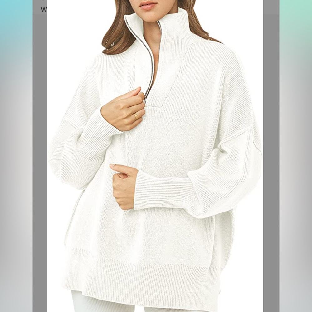Amazon White 1/4 Zip Sweater